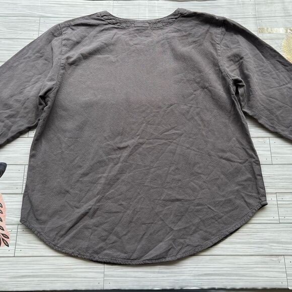 Sea Breeze Women Gray Shirt, 100% Cotton, Made in USA, Resortwear, Coastal Vibes - Picture 5 of 5